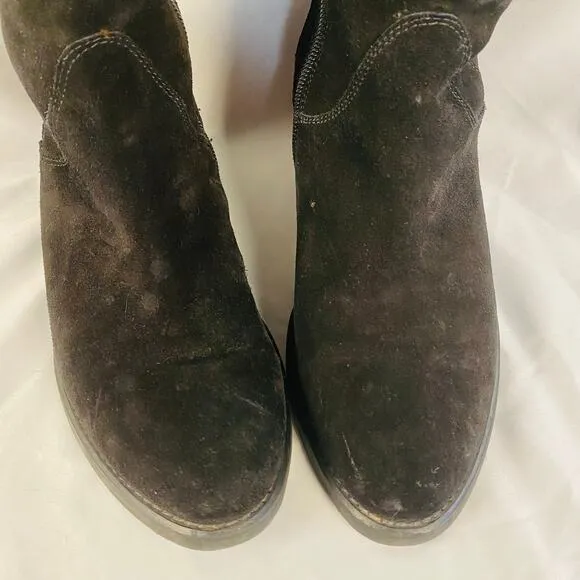 Paul Green Black Suede Over The Knee Black Boots Size US 5.5 Goth Capsule
