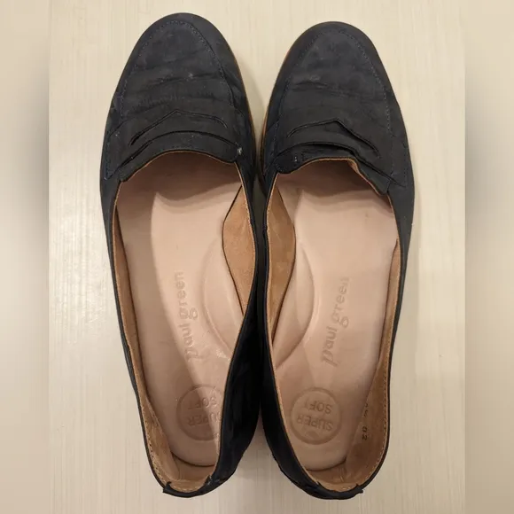 Paul Green Carmela Loafer slip on navy blue suede leather size UK 4.5 US 7