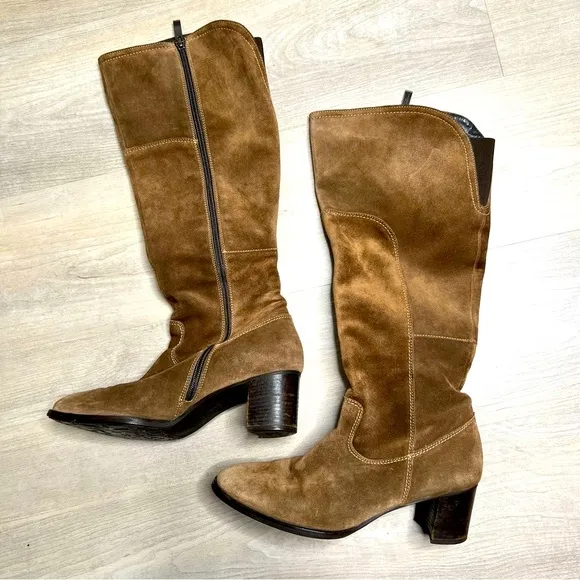 Paul Green Suede Tall Riding Boots, brown, size 9 US