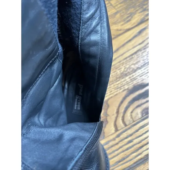 Paul Green Tall Riding Boots Womens Size 6 Black Leather Block Heel Inner Zip