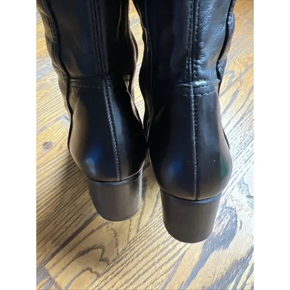 Paul Green Tall Riding Boots Womens Size 6 Black Leather Block Heel Inner Zip