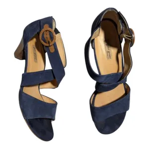 Paul Green Vanessa Navy Blue Suede Strappy Low Heel Sandals Sz UK 8 US 10.5
