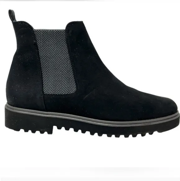 Paul Green Vienna Leather Suede Pull On Stretch Panel Lug Chelsea Ankle Boots