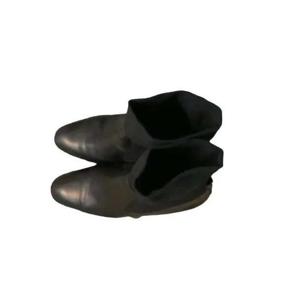 PAUL GREEN Women's Black Leather Almond Toe Block Heel Boots-Size 6