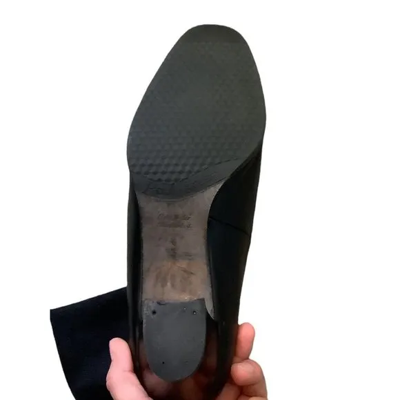 PAUL GREEN Women's Black Leather Almond Toe Block Heel Boots-Size 6