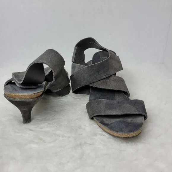 Pedro Garcia Lynna Suede Olive Camo Strappy Heel Sandals Eu Size 39 / Us 8.5.