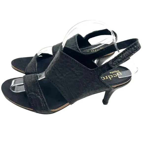 Pedro Garcia Women's Black Pebbled Leather Ankle Strappy Sandals Heel Size Eu 40