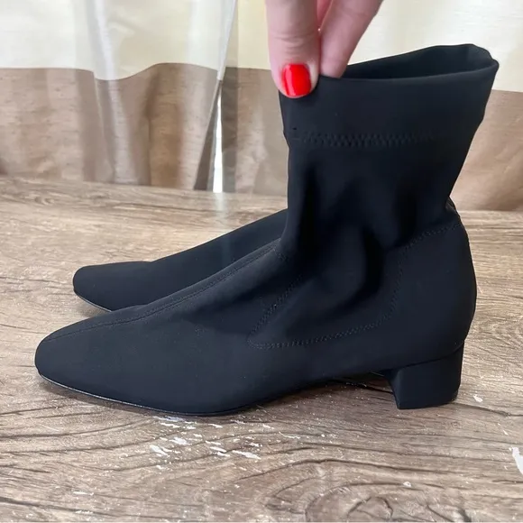 Pedro Garcia Women's Idoia Black Stretch Sock Block Heel Boots Size‎ 37 - 7