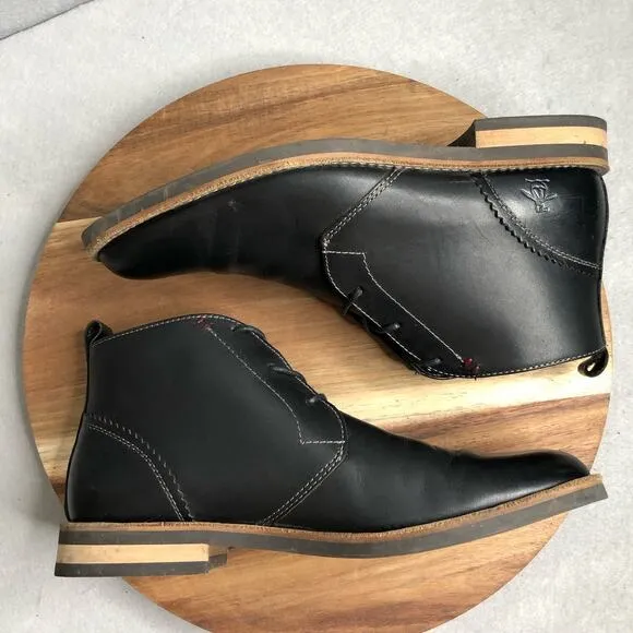 Penquin Munsingwear Monty Black Leather Chukka Boots Men Sz 8.5 Lace Up OP100198