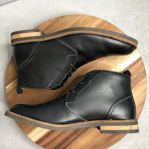 Penquin Munsingwear Monty Black Leather Chukka Boots Men Sz 8.5 Lace Up OP100198