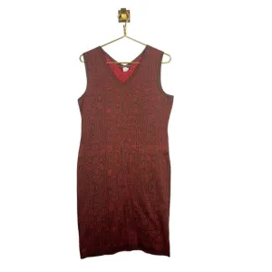 Peruvian Connection Knit Midi Tank Dress Red Brown Sleeveless V-Neck Pima Sz M