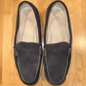 Peter Millar Navy Penny Loafers Slip-On Shoes. Size 9.5