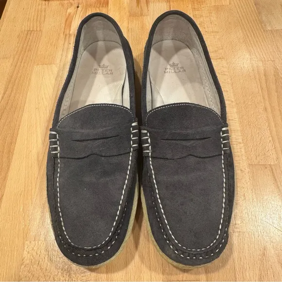 Peter Millar Navy Penny Loafers Slip-On Shoes. Size 9.5