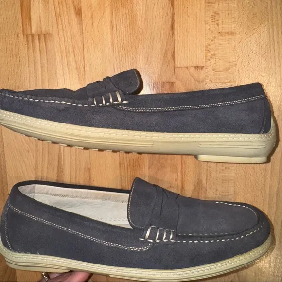 Peter Millar Navy Penny Loafers Slip-On Shoes. Size 9.5