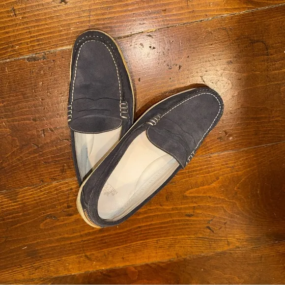 Peter Millar Navy Penny Loafers Slip-On Shoes. Size 9.5