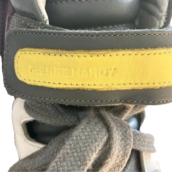 PIERRE HARDY 112 High Top Side Zip Color Block Calf Leather Sneakers
