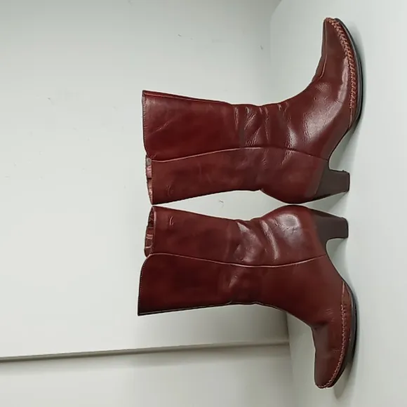 Pikolino Leather 1/2 Calf Boots w/Moccasin Toe Stitching -Spain -Brown-37/6.5