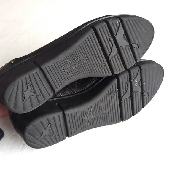 PIKOLINOS Black Metallic Side Zipper Sneakers 2&quot; Pllatform Heel Women's Size 41