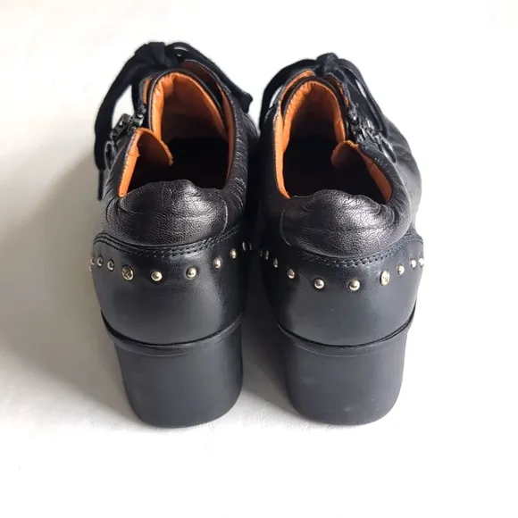 PIKOLINOS Black Metallic Side Zipper Sneakers 2&quot; Pllatform Heel Women's Size 41