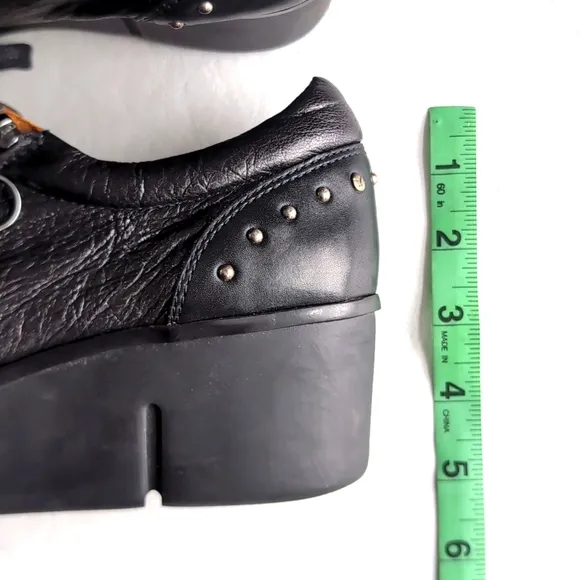 PIKOLINOS Black Metallic Side Zipper Sneakers 2&quot; Pllatform Heel Women's Size 41