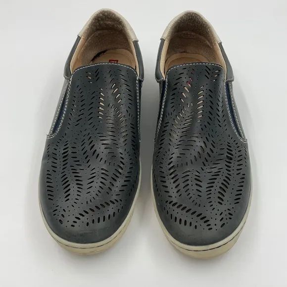 Pikolinos Cut Out Leather Slip On Loafer Blue Grey White Women’s EU 39 / US 8.5