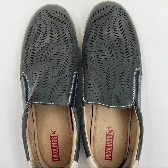 Pikolinos Cut Out Leather Slip On Loafer Blue Grey White Women’s EU 39 / US 8.5