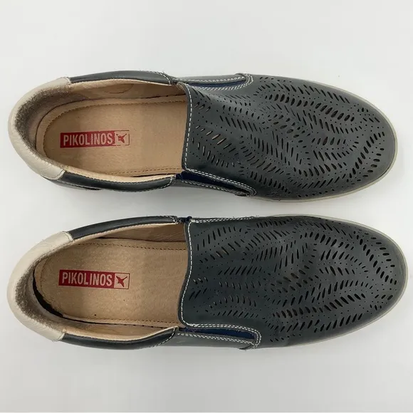 Pikolinos Cut Out Leather Slip On Loafer Blue Grey White Women’s EU 39 / US 8.5
