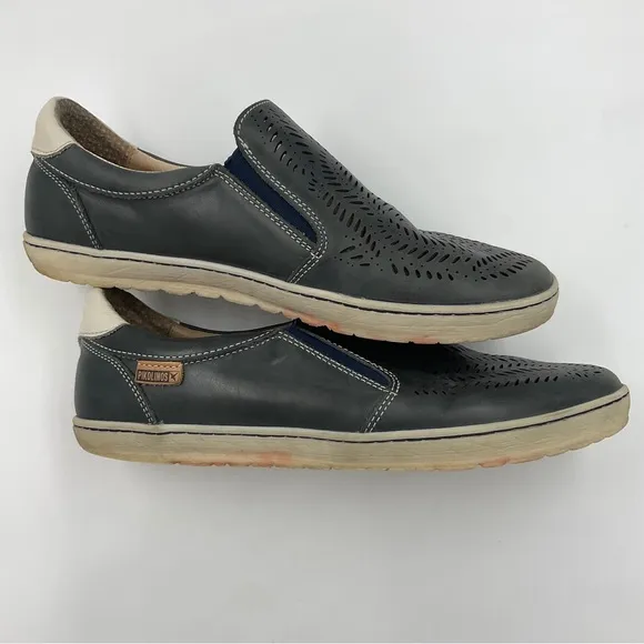 Pikolinos Cut Out Leather Slip On Loafer Blue Grey White Women’s EU 39 / US 8.5