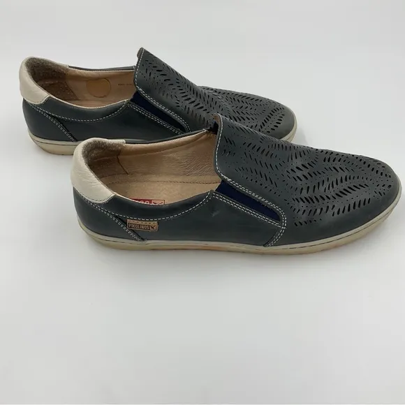 Pikolinos Cut Out Leather Slip On Loafer Blue Grey White Women’s EU 39 / US 8.5