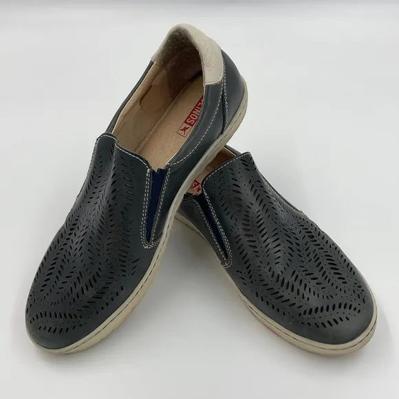 Pikolinos Cut Out Leather Slip On Loafer Blue Grey White Women’s EU 39 / US 8.5