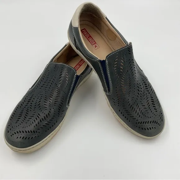 Pikolinos Cut Out Leather Slip On Loafer Blue Grey White Women’s EU 39 / US 8.5
