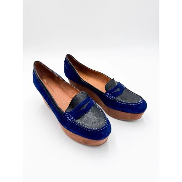 Pilcro and the Letterpress Size 9 Blue Suede Platform Loafers