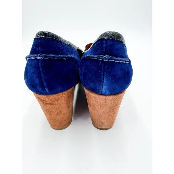 Pilcro and the Letterpress Size 9 Blue Suede Platform Loafers