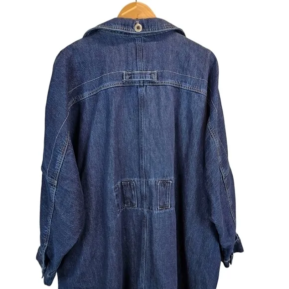 Pilcro Womens Oversized Casual Denim Dolman Sleeve Trench Coat Sz 1X Lyocell