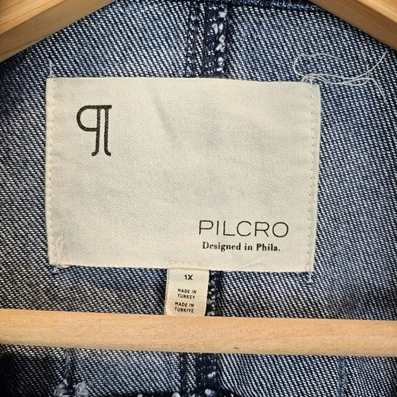 Pilcro Womens Oversized Casual Denim Dolman Sleeve Trench Coat Sz 1X Lyocell