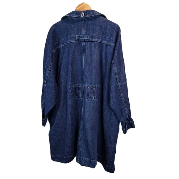 Pilcro Womens Oversized Casual Denim Dolman Sleeve Trench Coat Sz 1X Lyocell