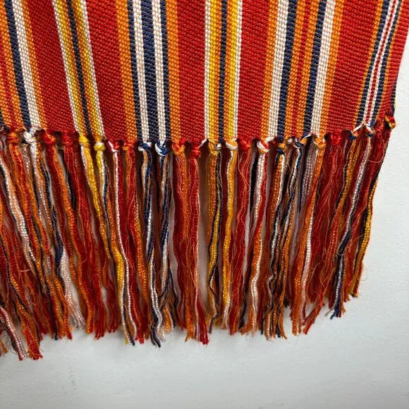 Pink Tartan Orange Yellow Blue and White Vertical Stripe Fringe Midi Back Zip 6