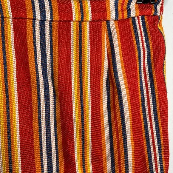 Pink Tartan Orange Yellow Blue and White Vertical Stripe Fringe Midi Back Zip 6