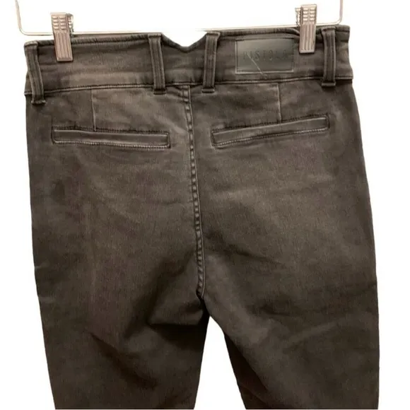 Pistola High Rise Sailor Button Washed Black Skinny Stretch Jeans 27. NWOT