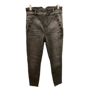 Pistola High Rise Sailor Button Washed Black Skinny Stretch Jeans 27. NWOT