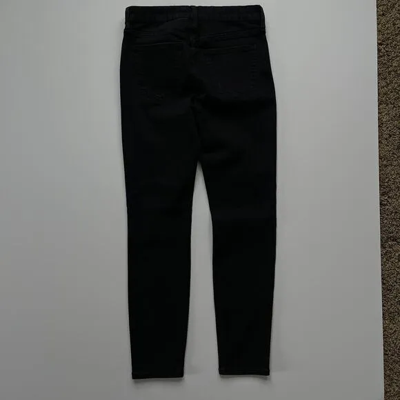 Pistola Mid Rise Skinny Jean Jet Black Metal Detailing Tuxedo Stripe Size 27