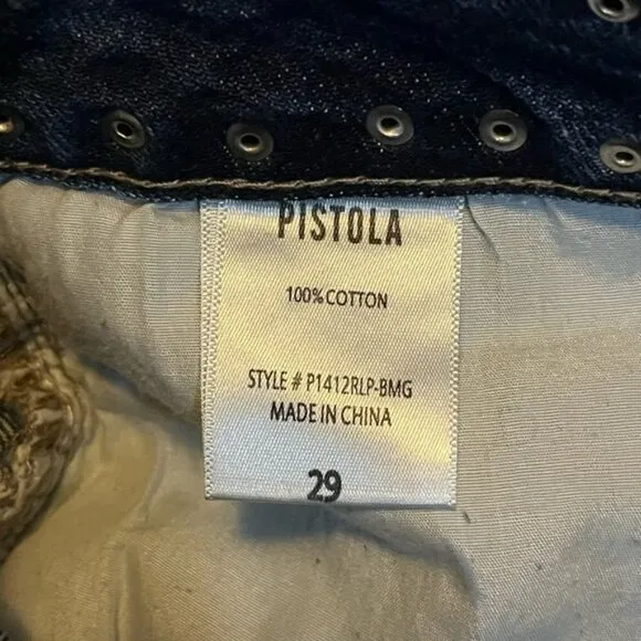 PISTOLA Sierra Medium Wash Studded Denim Mini Skirt Size 29