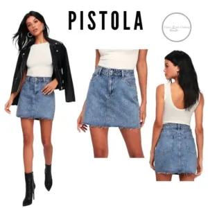 PISTOLA Sierra Medium Wash Studded Denim Mini Skirt Size 29