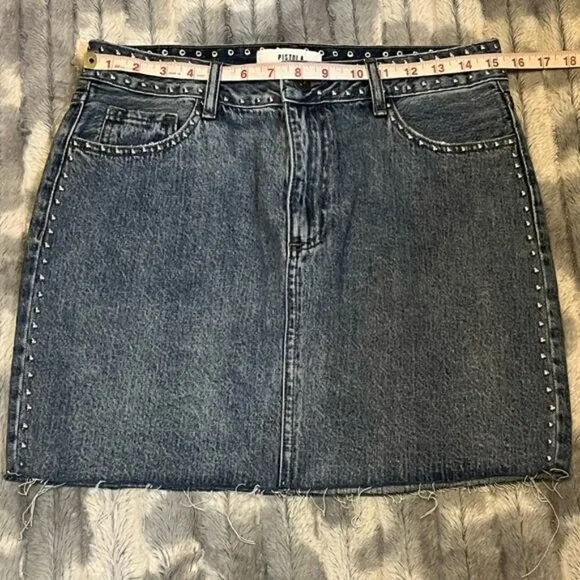 PISTOLA Sierra Medium Wash Studded Denim Mini Skirt Size 29