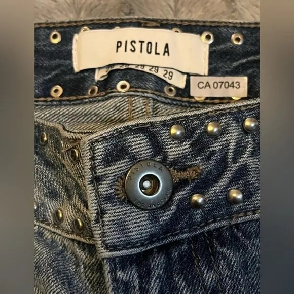 PISTOLA Sierra Medium Wash Studded Denim Mini Skirt Size 29