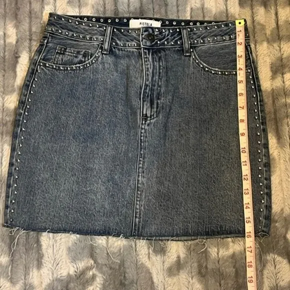 PISTOLA Sierra Medium Wash Studded Denim Mini Skirt Size 29