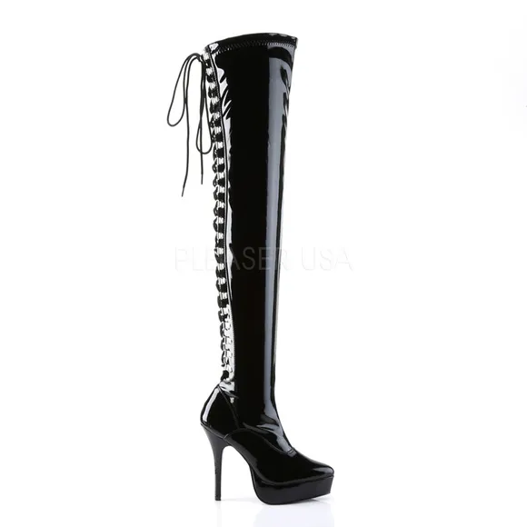 Platform Heel Lace Up Thigh High Boots