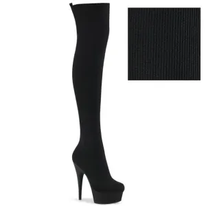 Platform Heel Pull On Thigh High Boots
