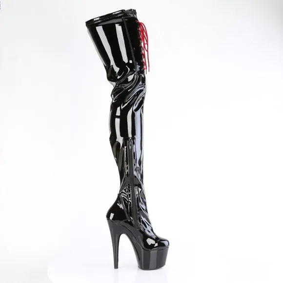 Platform High Heel Lace Up Thigh High Ankle Boots
