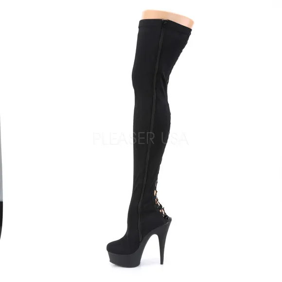 Platform Lace Up Back Heel Thigh High Boots